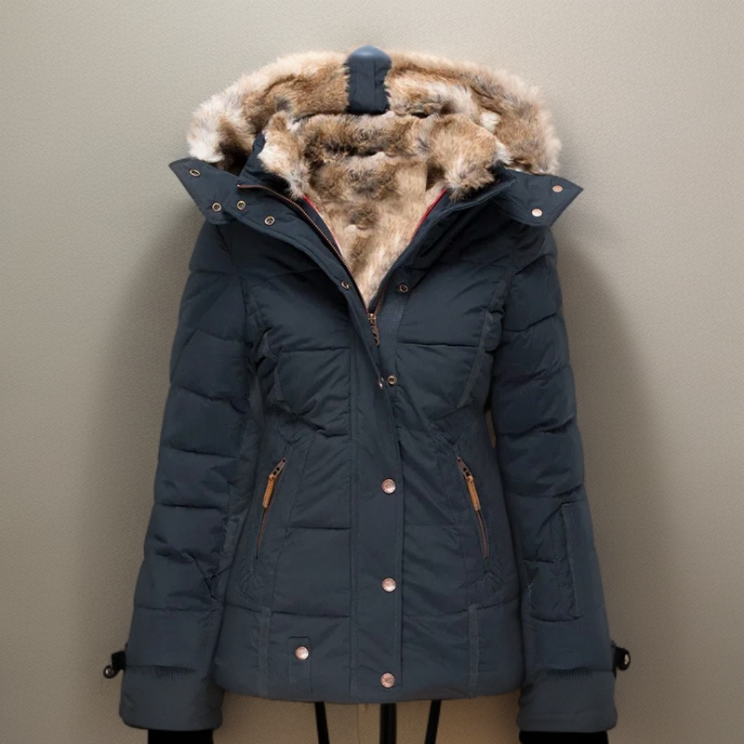 Comfortable Warm Women's Winter Coat - Elodie-Dark Blue-S-Nora Luxe
