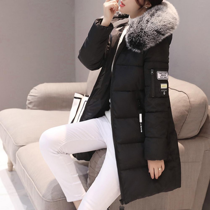 Comfortable Windproof Ladies Winter Jacket - Elinora-Black-M-Nora Luxe