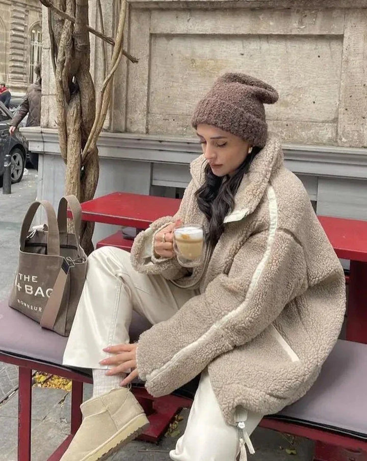 Comfy Teddy Coat - Mila-Light Brown-S-Nora Luxe