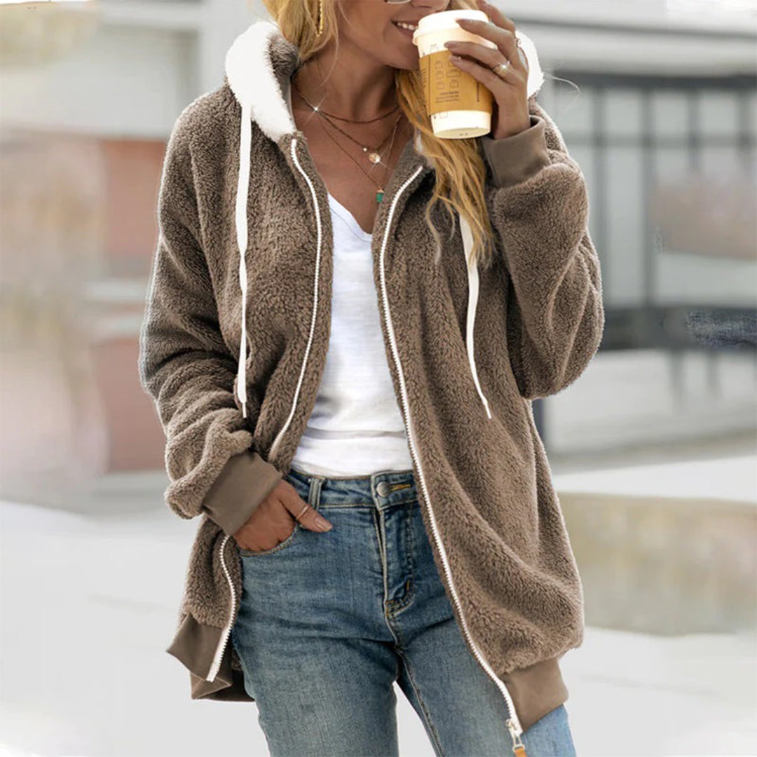 Comfy Vest with Stylish Hood - Aurora-Khaki-L-Nora Luxe