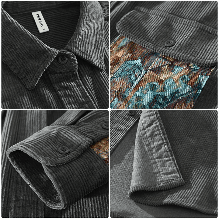 Cotton Men's Shirt with Long Sleeves - Quinten-Gray-XS-Nora Luxe