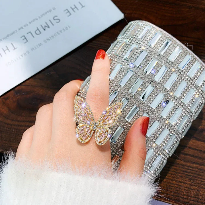 Crystal Butterfly Ring - Elena-Silver-Nora Luxe