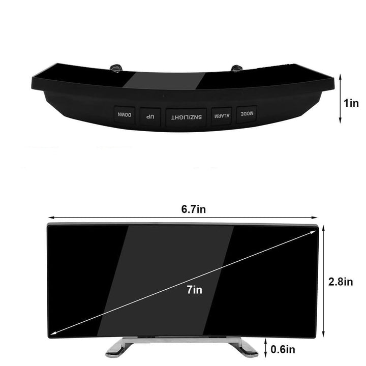 Curved LED Digital Alarm Clock with Modern Design - LumiCurve-Red-Nora Luxe
