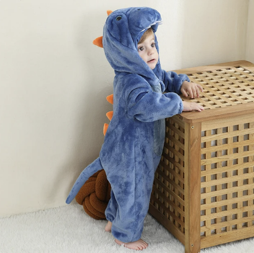 Cute Animals Baby Onesies - SnugglePals-Blue dinosaur-0-6 months-Nora Luxe
