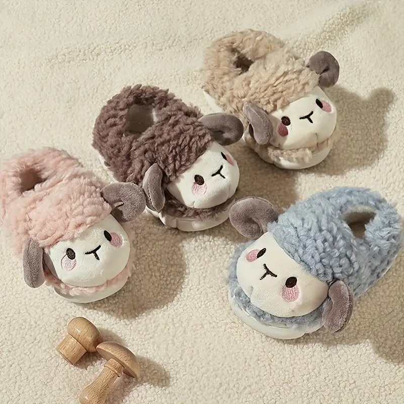 Cute Fluffy Children's Slippers - FluffySteps-Brown-5.5-6.5-Nora Luxe