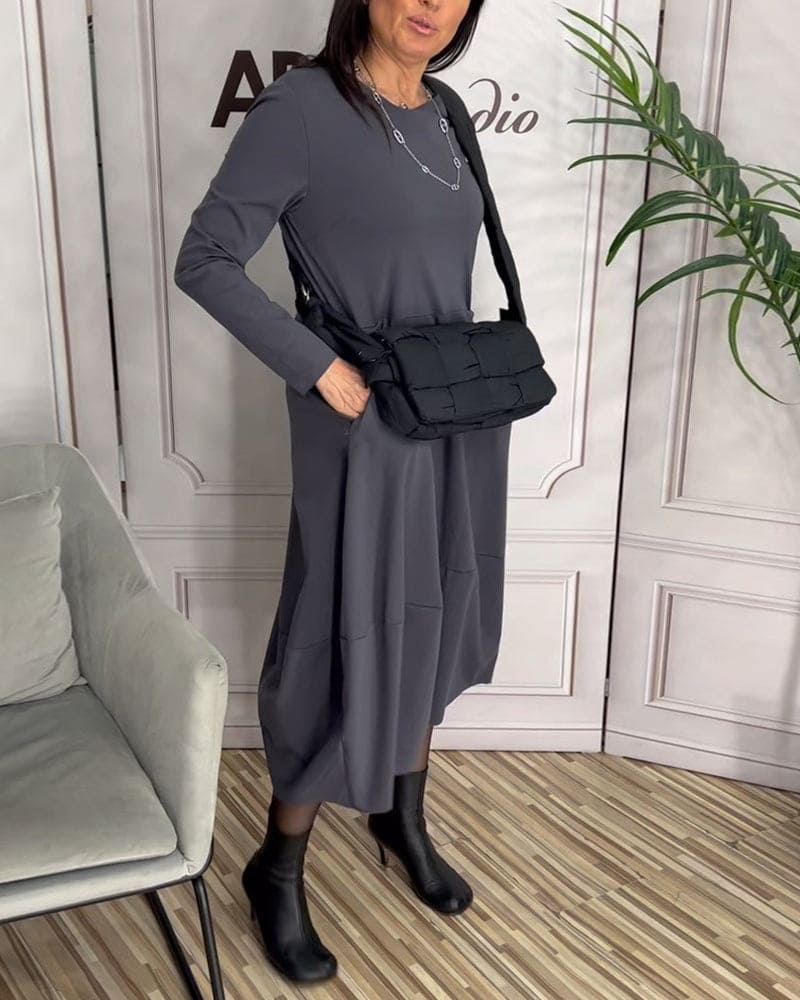 Vestido casual do dia a dia com decote redondo - Sophie