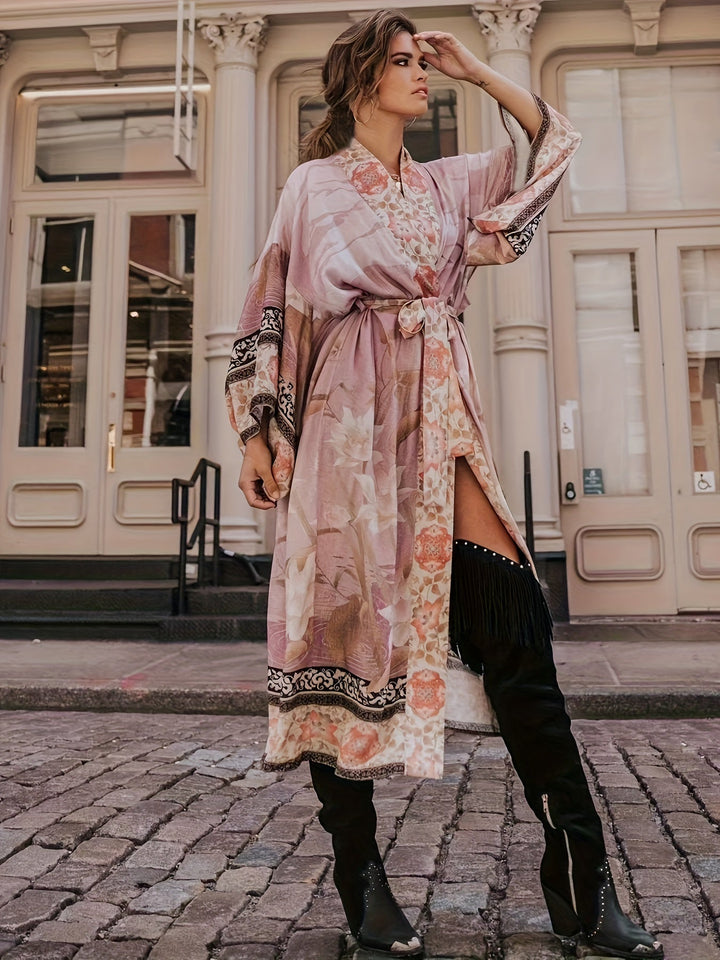 Kimono com Estampa de Flores Vermelhas - Isabella