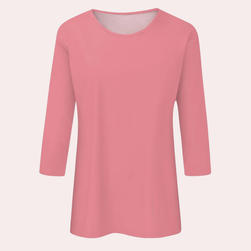 Rosa Damen-Shirt mit 3/4-Ärmeln, Baumwolle, lässig, bequem, modisch, Oberteil.