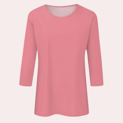 Rosa Damen-Shirt mit 3/4-Ärmeln, Baumwolle, lässig, bequem, modisch, Oberteil.