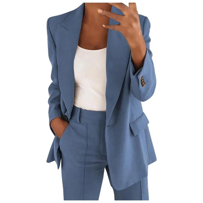 Conjunto feminino Vera de cor sólida com blazer e calça