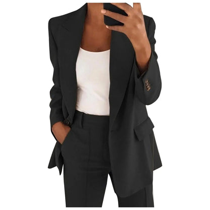 Conjunto feminino Vera de cor sólida com blazer e calça