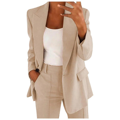 Conjunto feminino Vera de cor sólida com blazer e calça