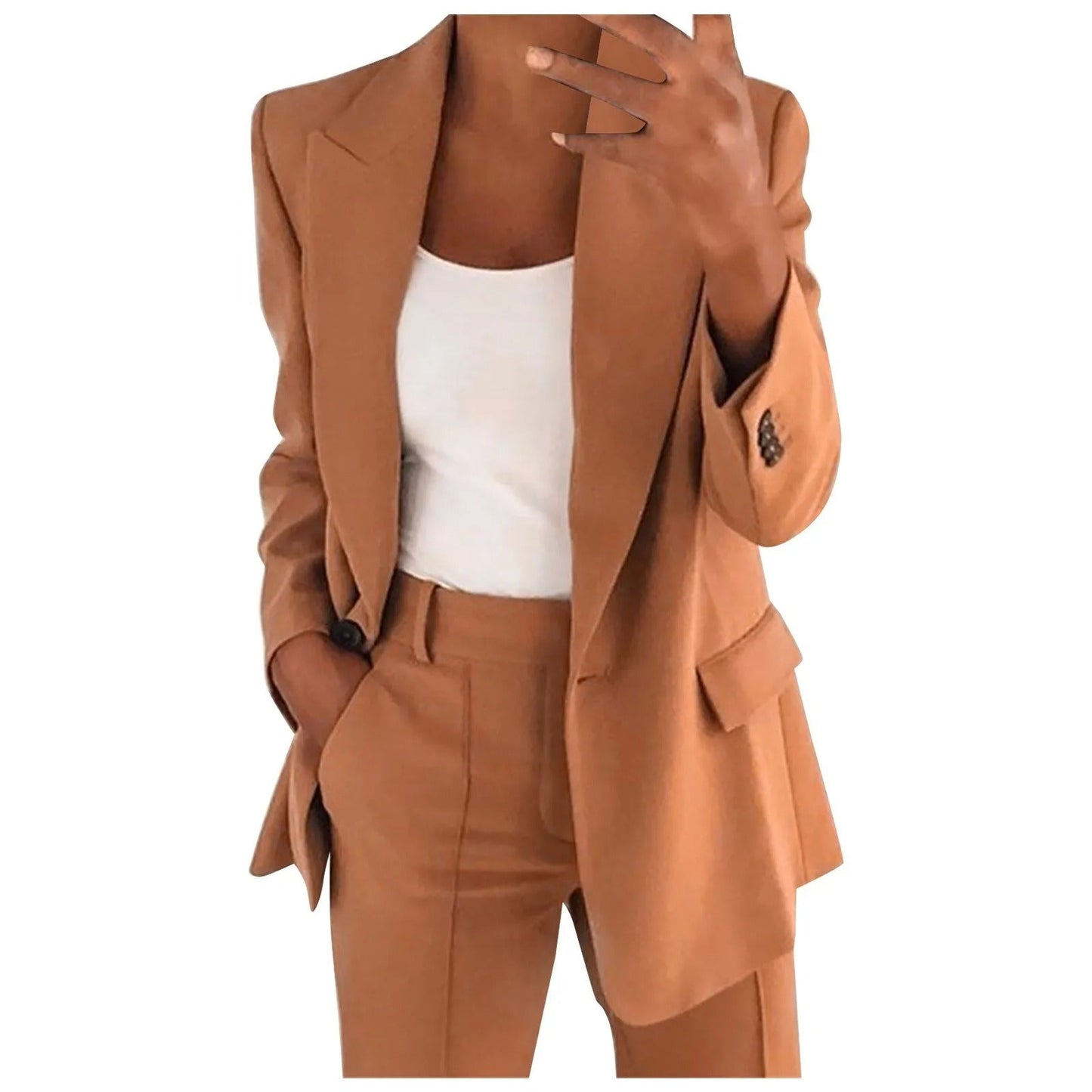 Conjunto feminino Vera de cor sólida com blazer e calça