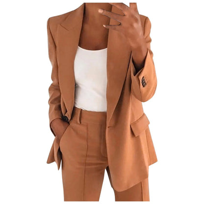 Conjunto feminino Vera de cor sólida com blazer e calça