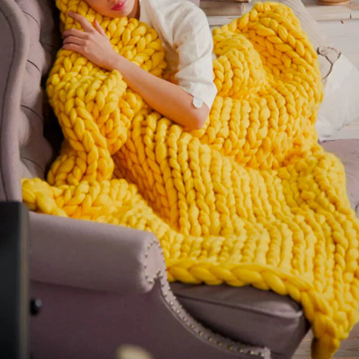 DIY Chunky XL 1000 Gram Wool Yarn for Soft Blankets - LuxeWool-Yellow-0.00220462 lbs-Nora Luxe