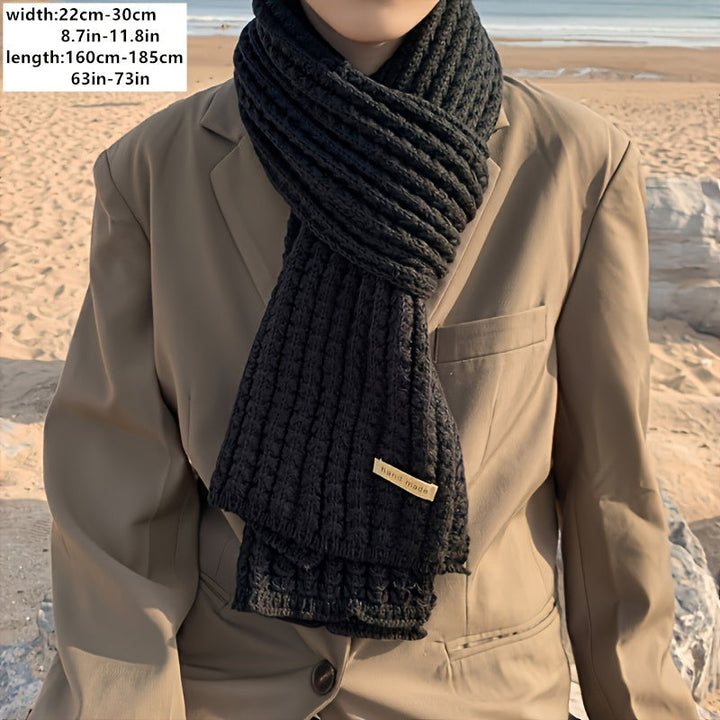 Unisex knitted scarf with geometric pattern – Matteo