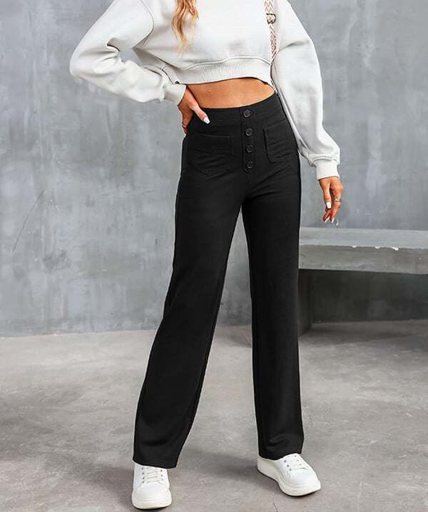 Elastic High Waist Women's Trousers - Isabeau-Green-S-The Livary
