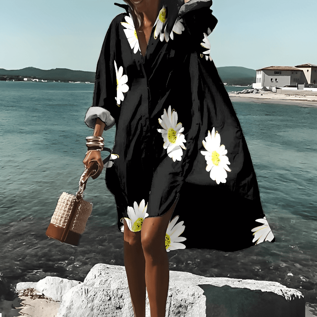 Vestido midi estampado fashion com padrão único - Mia Belle