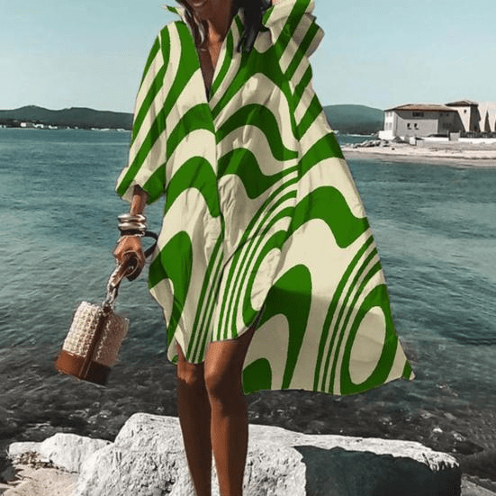 Vestido midi estampado fashion com padrão único - Mia Belle