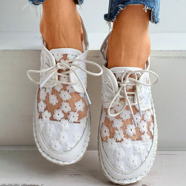 Embroidered Flower Shoes with Supportive Footbed – Lucine-White-3-State of Style