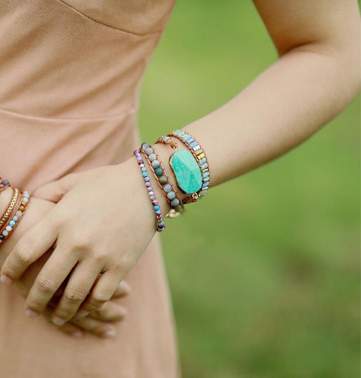 Energy Bracelet Jasper - Nyima-Purple-6.69 inches-Nora Luxe