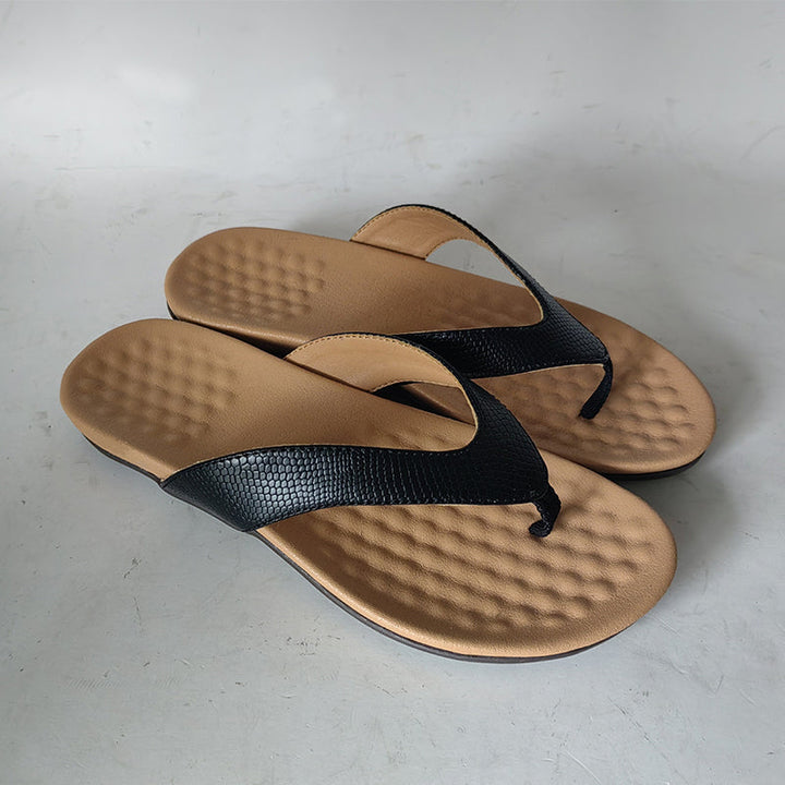 Ergonomic Luxury Ladies' Flip Flops – Noa-Black-3-State of Style