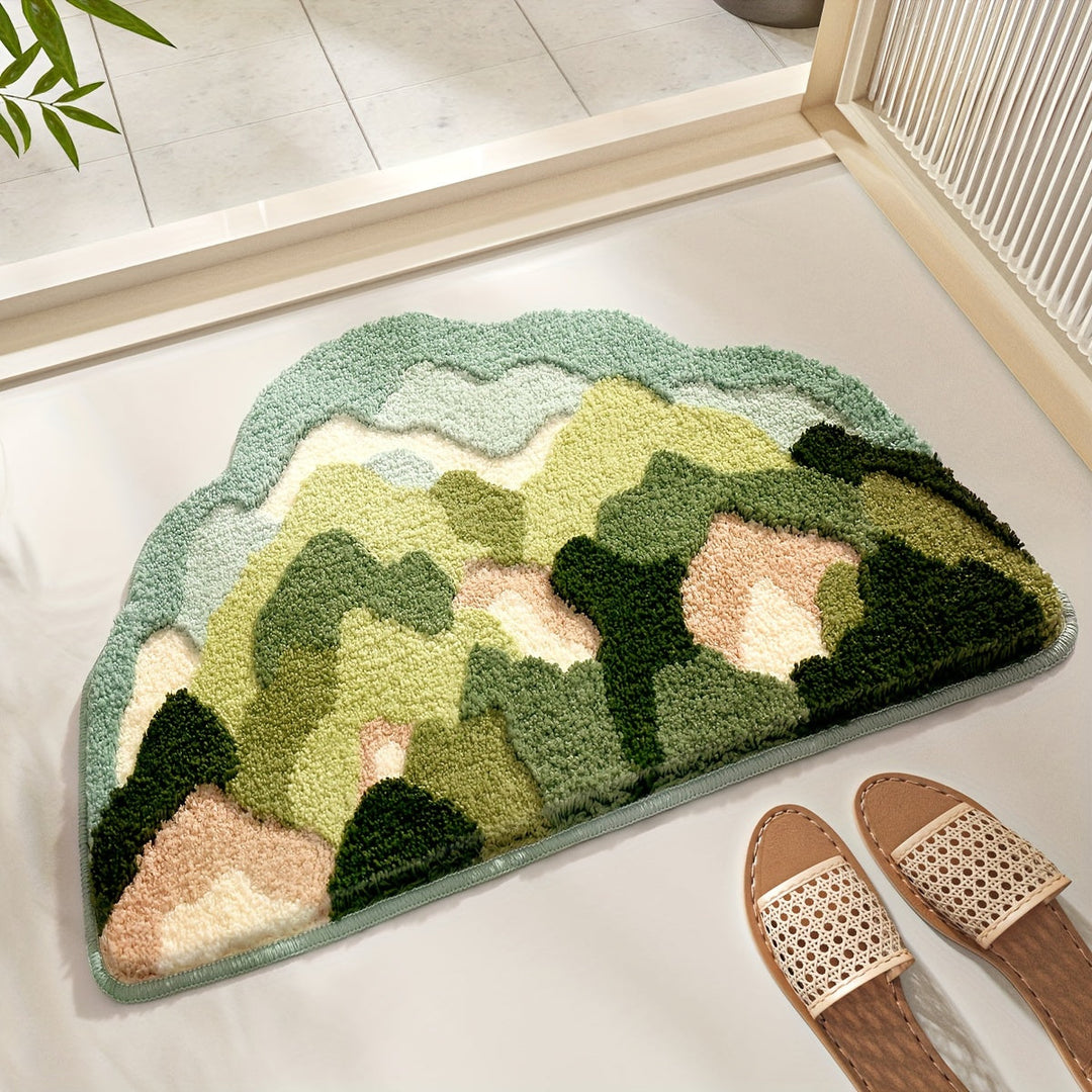 Tapete de banheiro de luxo com motivo de flores, extra macia e absorvente - Florina