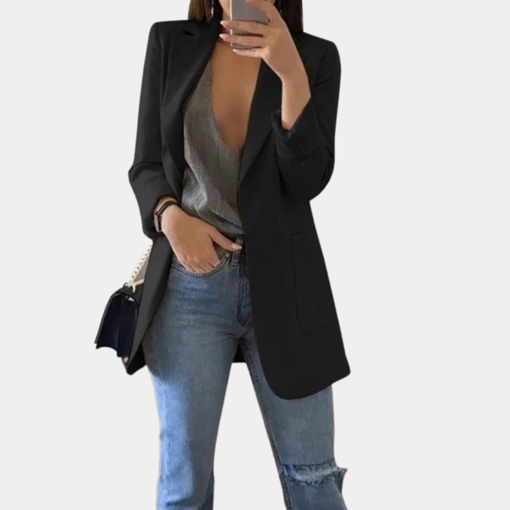 Fentii - Casual Long Blazer for Women-Black-S-Nora Luxe