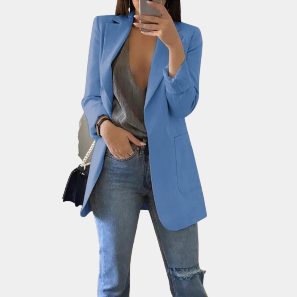 Fentii - Casual Long Blazer for Women-Blue-S-Nora Luxe