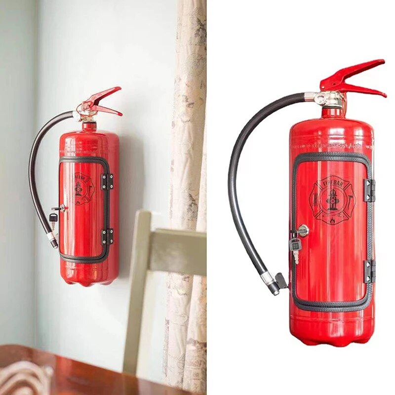 Side-by-side comparison of the red cabinet mounted on a wall and a close view on white 6