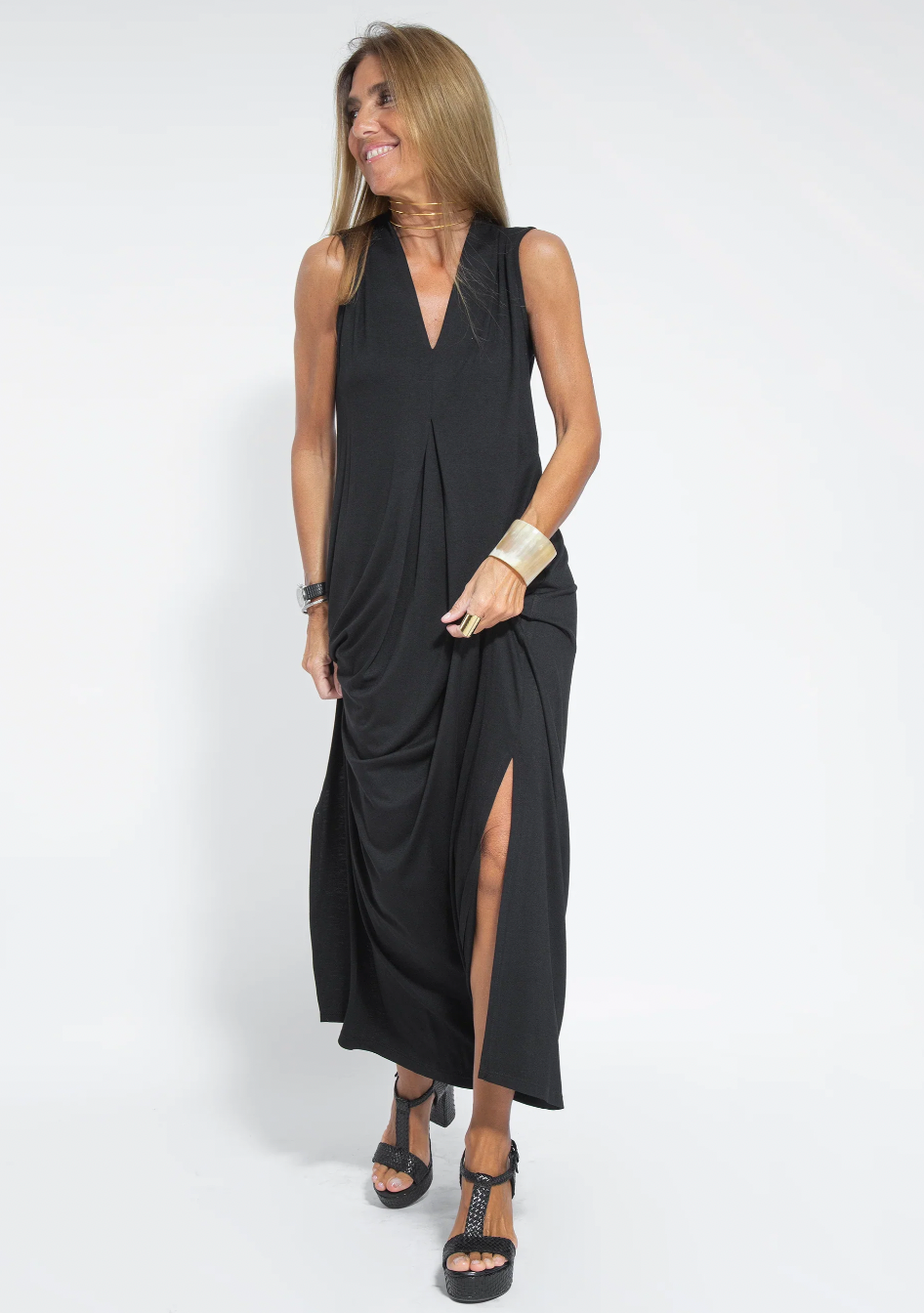 Figure-hugging dress with waistcoat – Valentina-Black dress + waistcoat in black-S-Nora Luxe