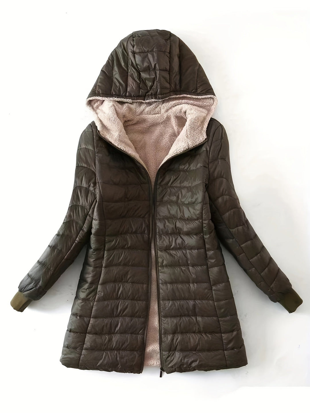 Fleece Lined Women's Jacket with Zip - Eliza-Black-XS-Nora Luxe