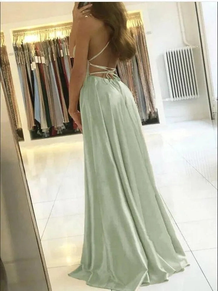 Flowy Maxi Dress with Side Split – Selina-Pink-S-The Livary