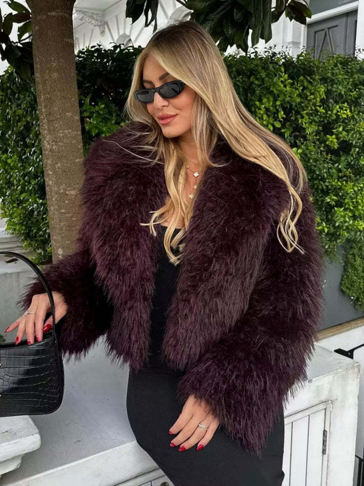 Fluffy Imitation Fur Short Jacket - Lina-XS-Nora Luxe