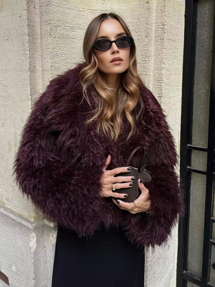 Fluffy Imitation Fur Short Jacket - Lina-XS-Nora Luxe