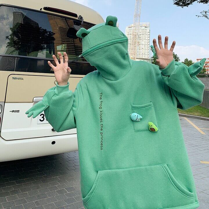 Unisex hoodie with frog design – Froggy