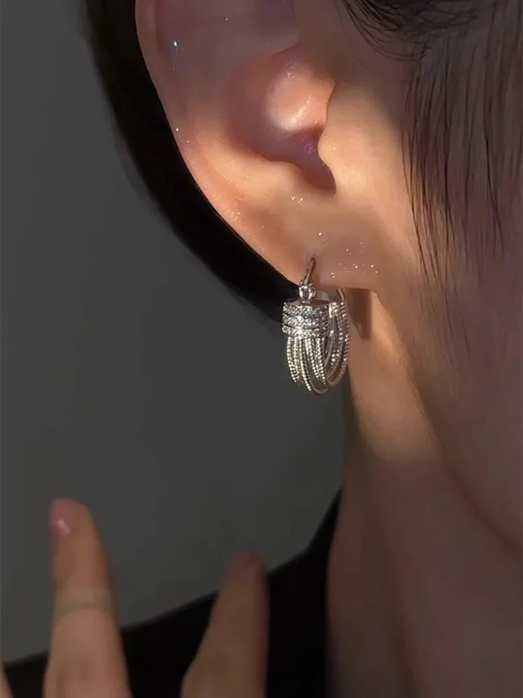 Geometric Stud Earrings - Aria-Silver-Nora Luxe
