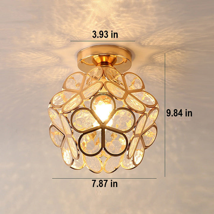 Glass Flower Ceiling Lamp - FloraGlow-Green-D 7.9 inches * H 9.8 inches-Nora Luxe