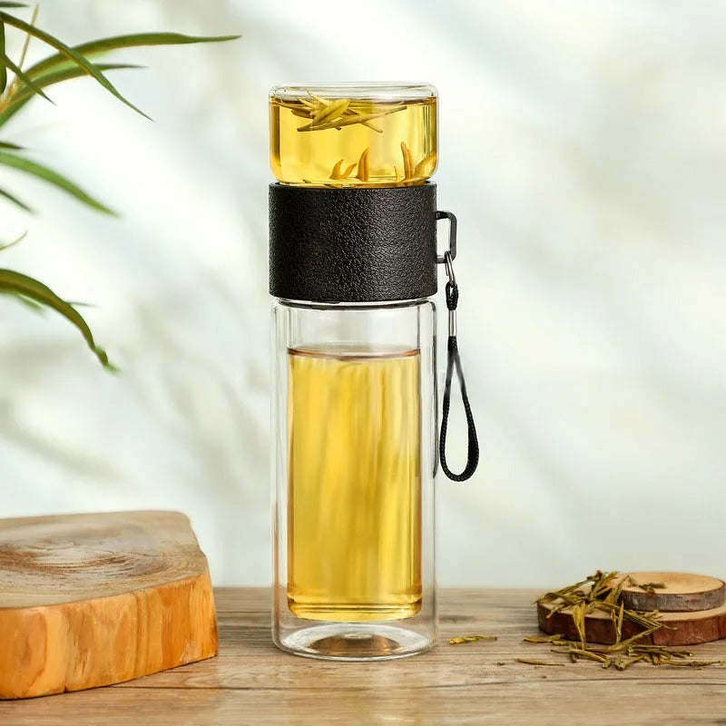 Glass Keeping Warm Bottle - ClearTherm-Wood-Nora Luxe