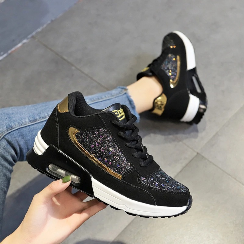Glitter Women's Shoes for Breathable Comfort - SparkleFit-Black-purple-2.5-Nora Luxe