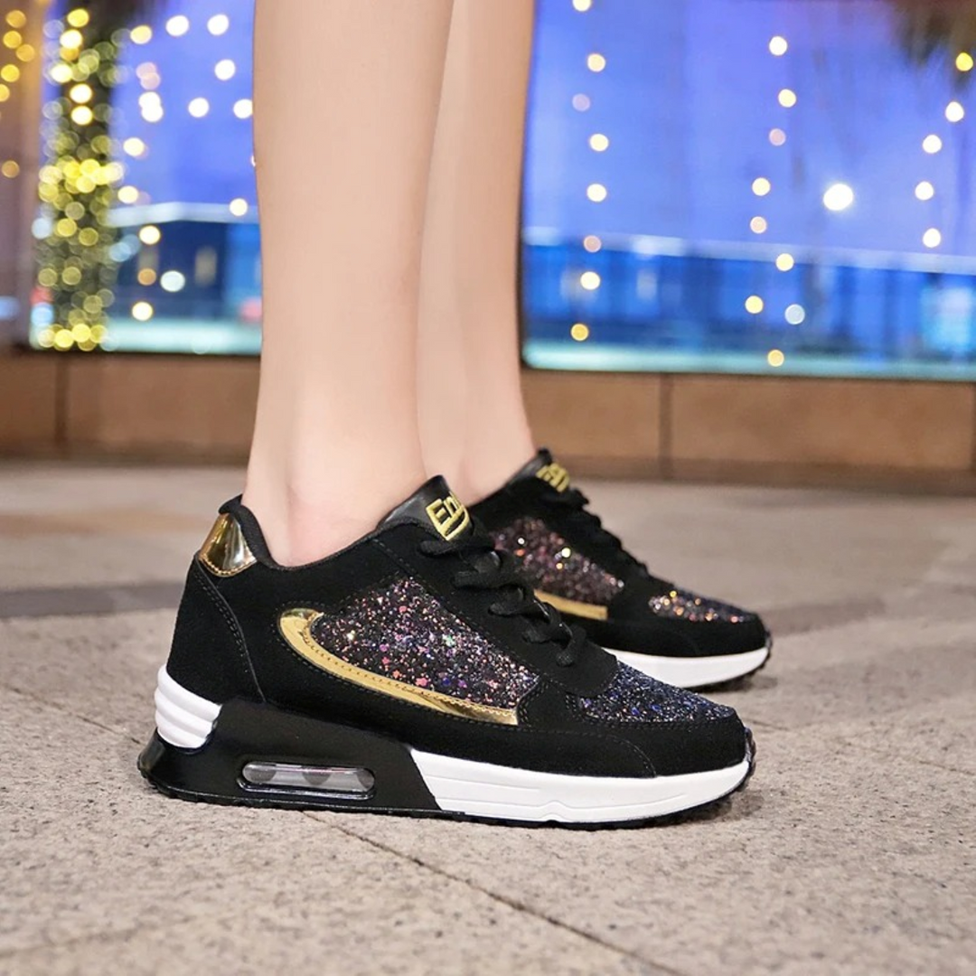 Glitter Women's Shoes for Breathable Comfort - SparkleFit-Black-purple-2.5-Nora Luxe