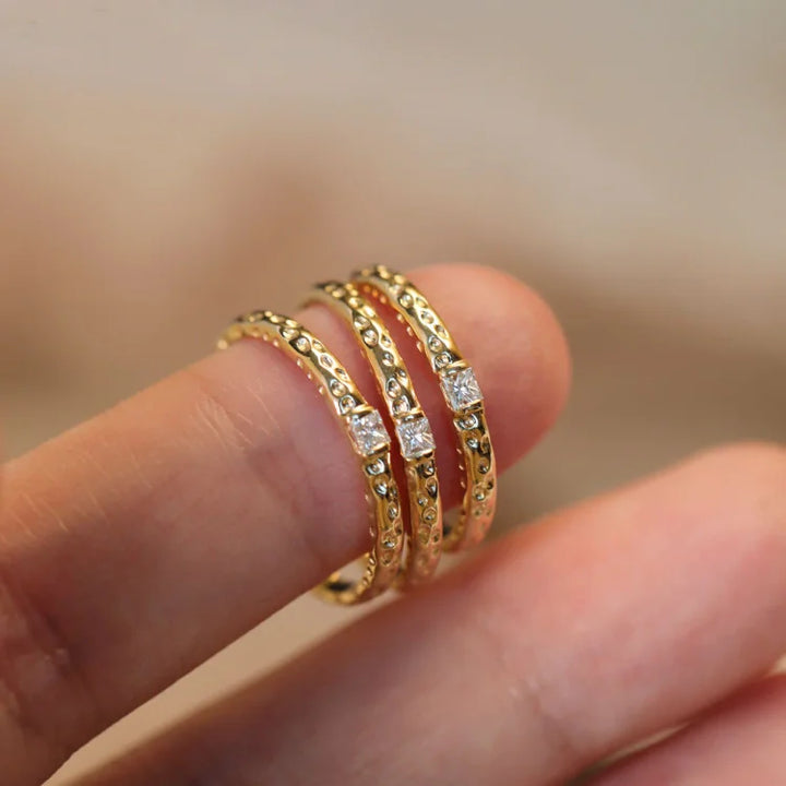 Gold Plated Sterling Silver Ring with Zirconia - Aurora-5-Nora Luxe
