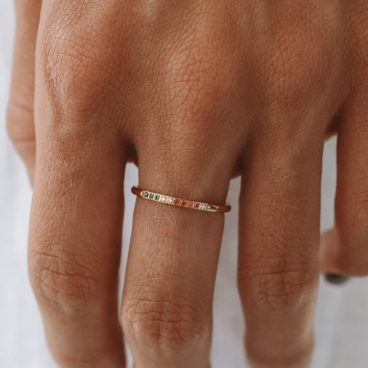 Golden Ring with Coloured Stones - Solene-6-Gold-Nora Luxe