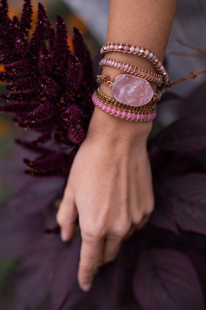 Golden Rose Quartz Bracelet - Amoria-Nora Luxe