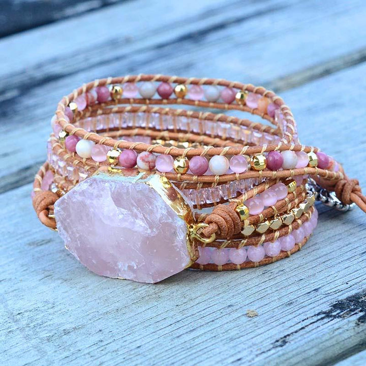 Golden Rose Quartz Bracelet - Amoria-Nora Luxe