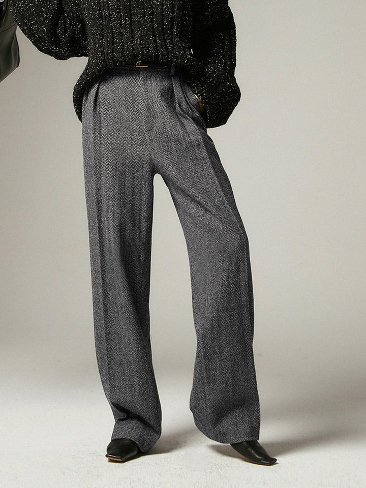 Grey Wide Trousers for Women - Alessia-XS-Nora Luxe