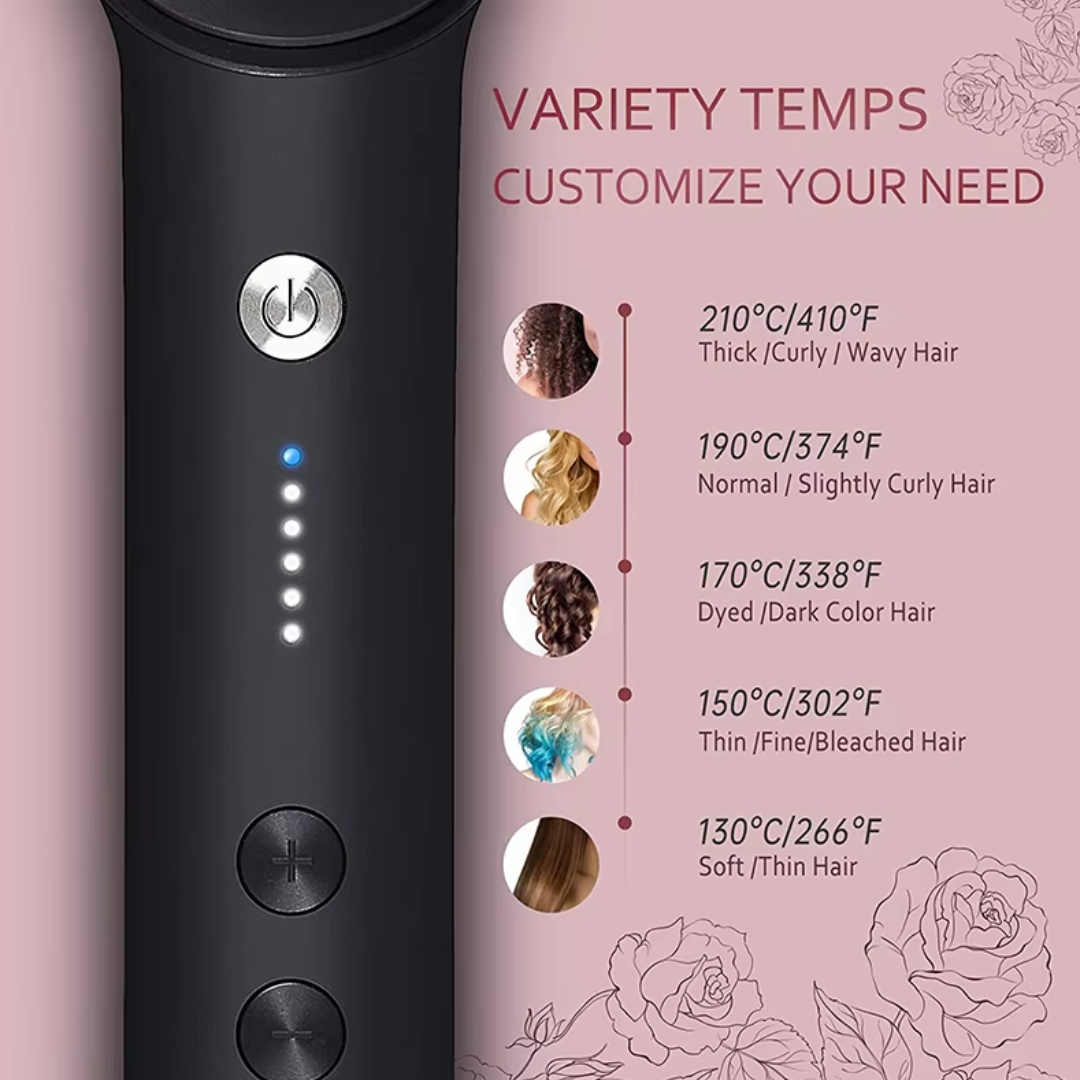 Hair Styler Brush – 5 Heat Settings, Fast Heating-Black-Nora Luxe