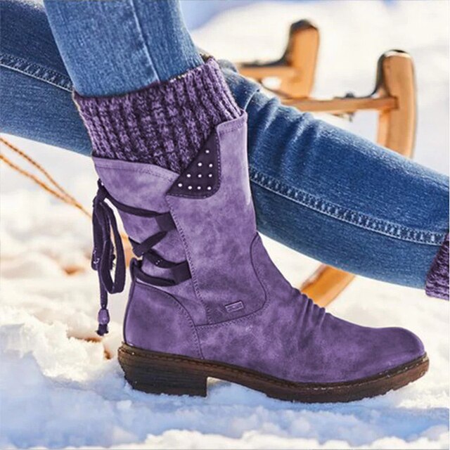 Half-height Snow Boots for Women - Bianca-Purple-3.5-Nora Luxe