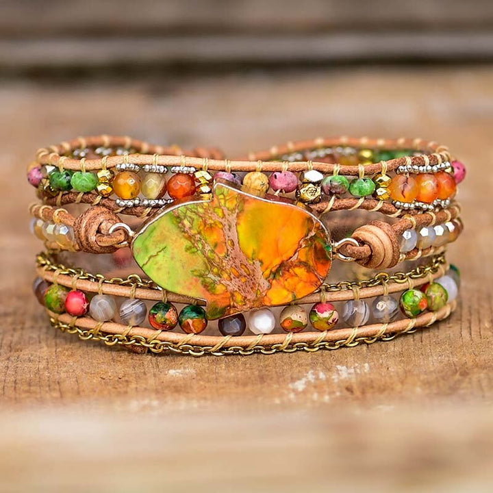 Hamsa wrap bracelet with Amazonite - Zahara-Nora Luxe