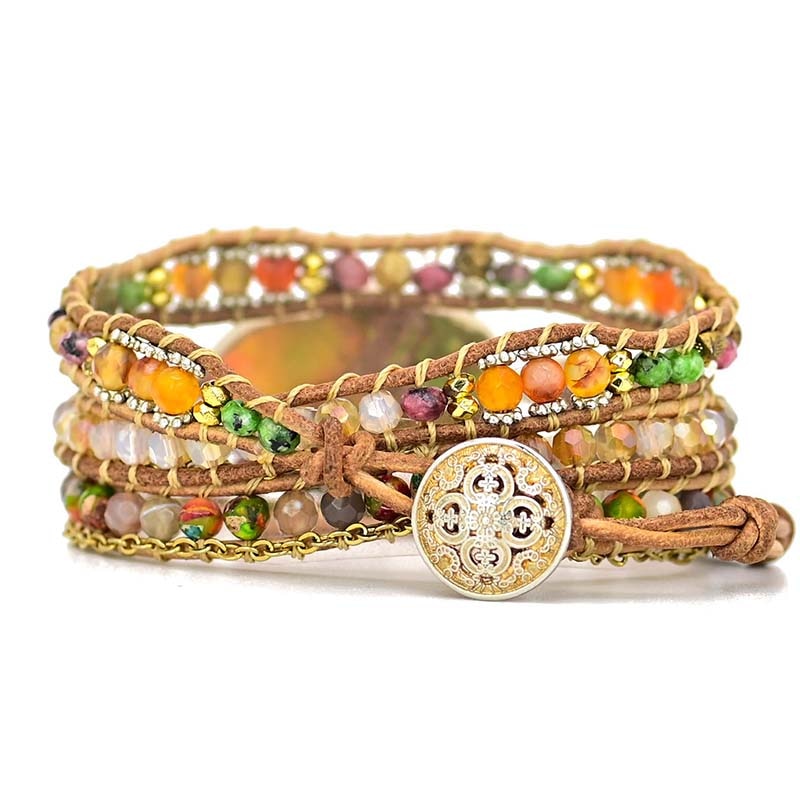 Hamsa wrap bracelet with Amazonite - Zahara-Nora Luxe
